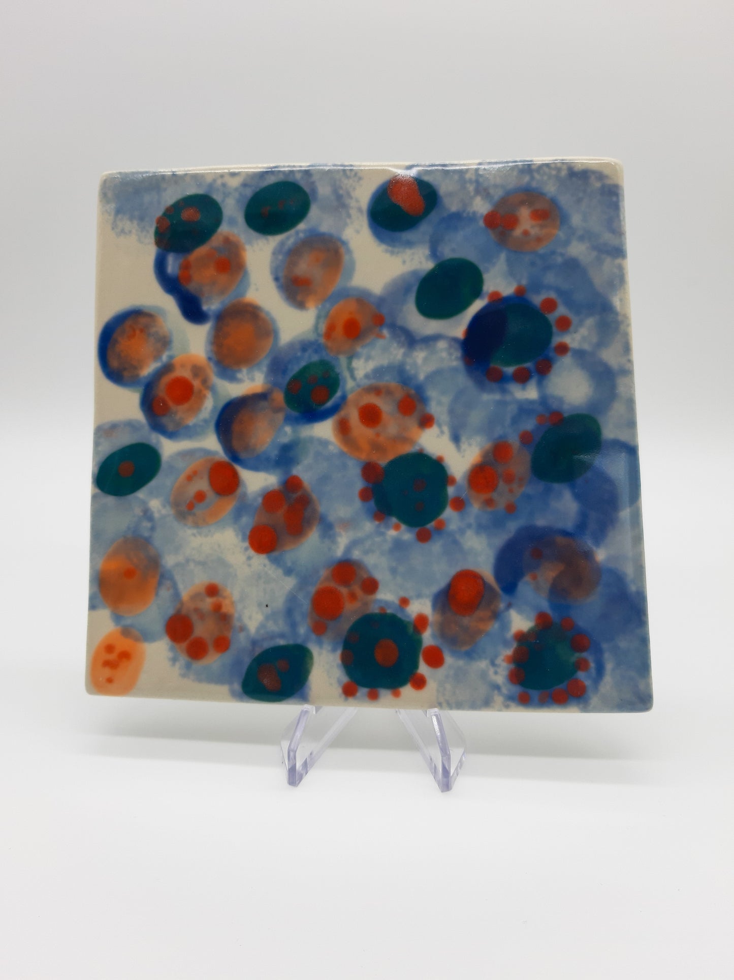 Untersetzer-Set gepunktet rot / blau