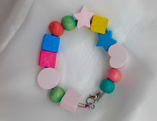 Armband (Kinder) mit bunten Holzperlen