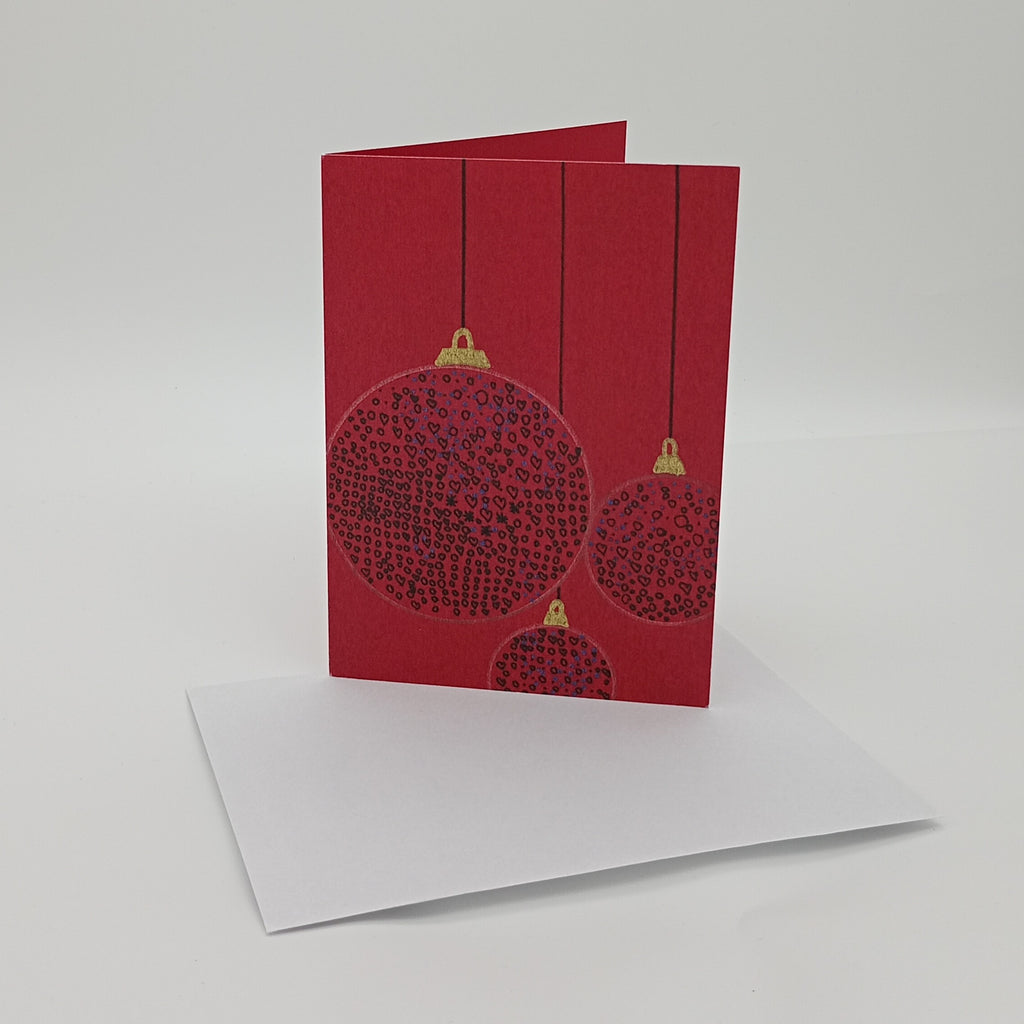 Grußkarte Weihnachtskugeln